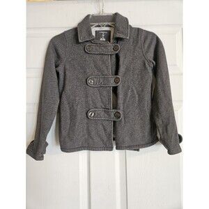 Lands End Girls Sweatshirt Pea Coat Jacket Girls Small 7-8 Grey Gray